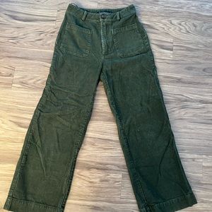 Green corduroy wide leg pants